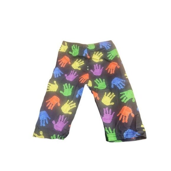 Kids Handprint Pattern Pants Colorful & Vibrant Elastic Waist Lightweight 2T - Picture 2 of 2